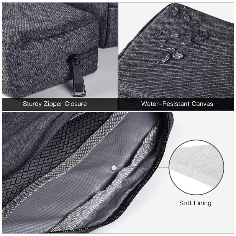 imComor Universal Electronics Accessories Carrying Case, 2PCS Big + Small Portable Storage Pouch, Cosmetic Bag, Cable Organizer Compatible Hard Drive, Mouse, Power Bank, Adapter, Cellphone, Space Gray - Image 4